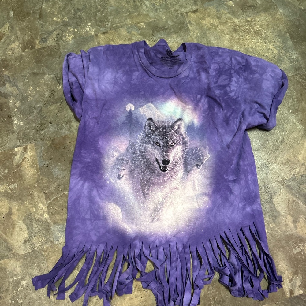 The Mountain Purple Wolf T shirt Fringe Tee